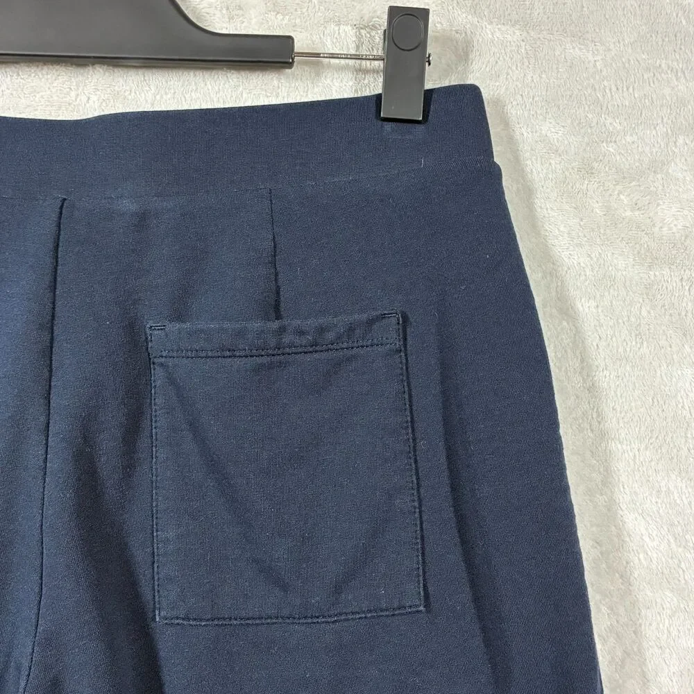 J Jill Pure Jill Affinity French Terry Wide Leg Lounge Pants S Navy Back Pockets